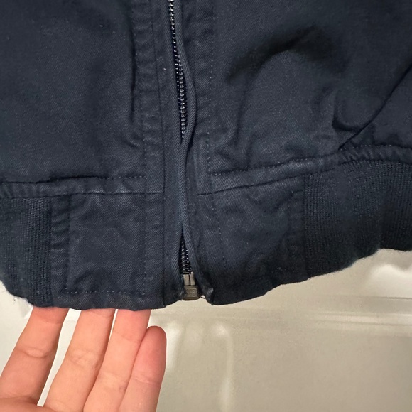 Gap Kids Vintage | Vintage Gap Kids Utility Bomber Jacket Navy Outer Red Lining - Picture 7 of 12